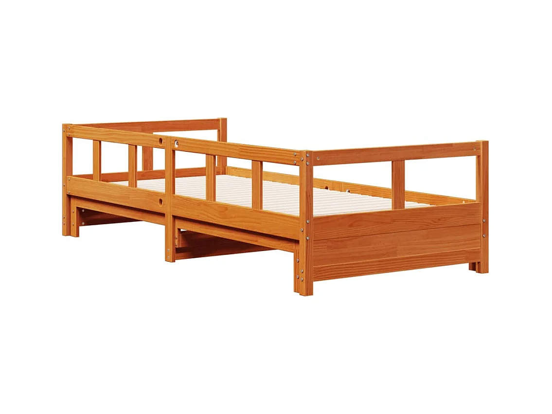 Tagesbett ohne Matratze, braun gewachst, 90x200 cm, Kiefer massiv