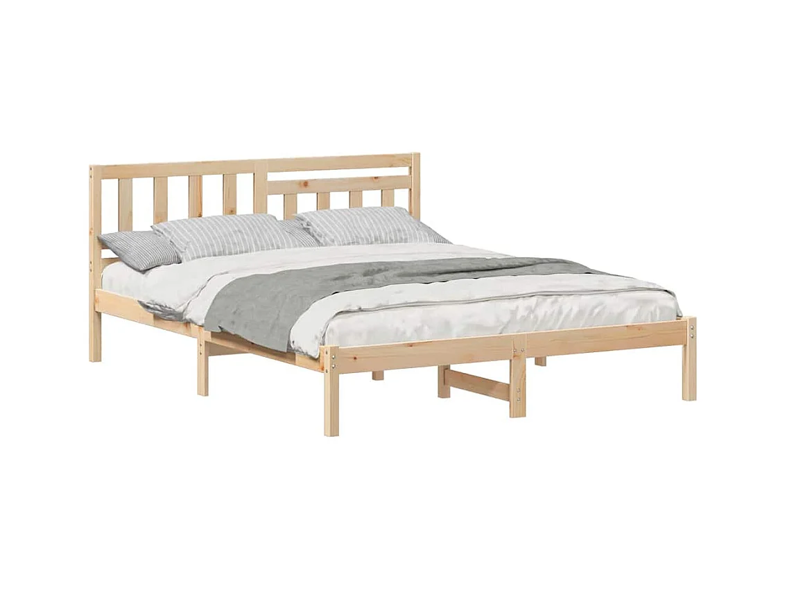 Bettgestell 140 x 200 cm, Kiefer massiv, Braun