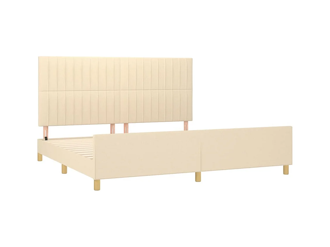Cadre de lit sans matelas crème 200x200 cm tissu