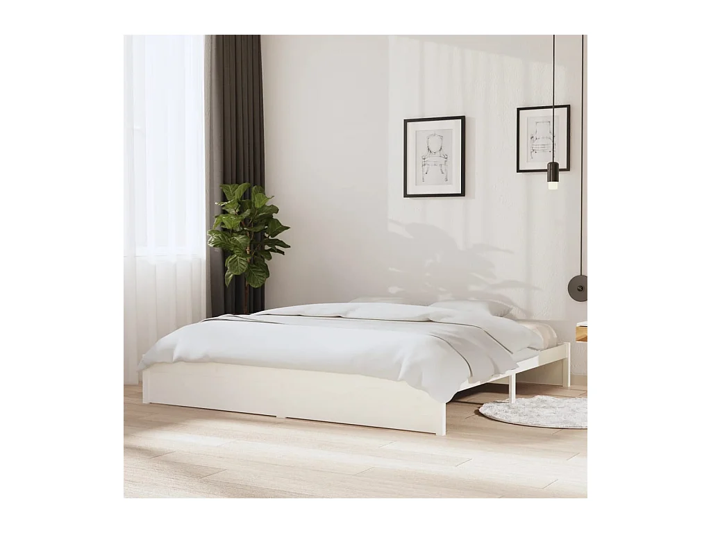 Bedframe zonder matras wit massief hout 200x200 cm