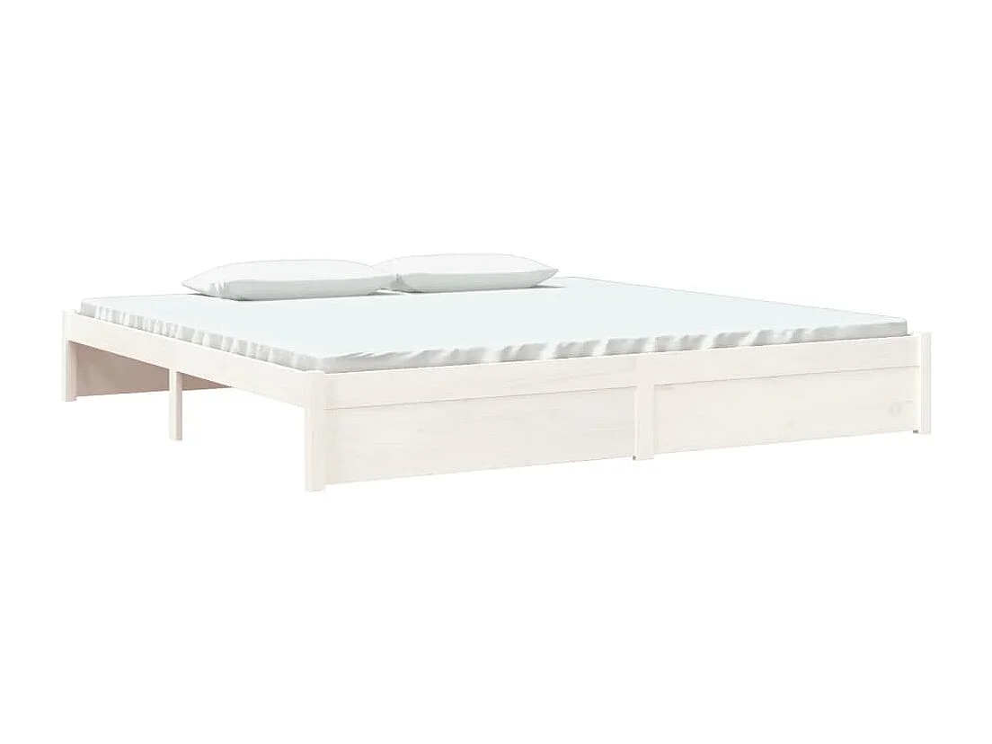 Cadre de lit sans matelas blanc bois massif 200x200 cm