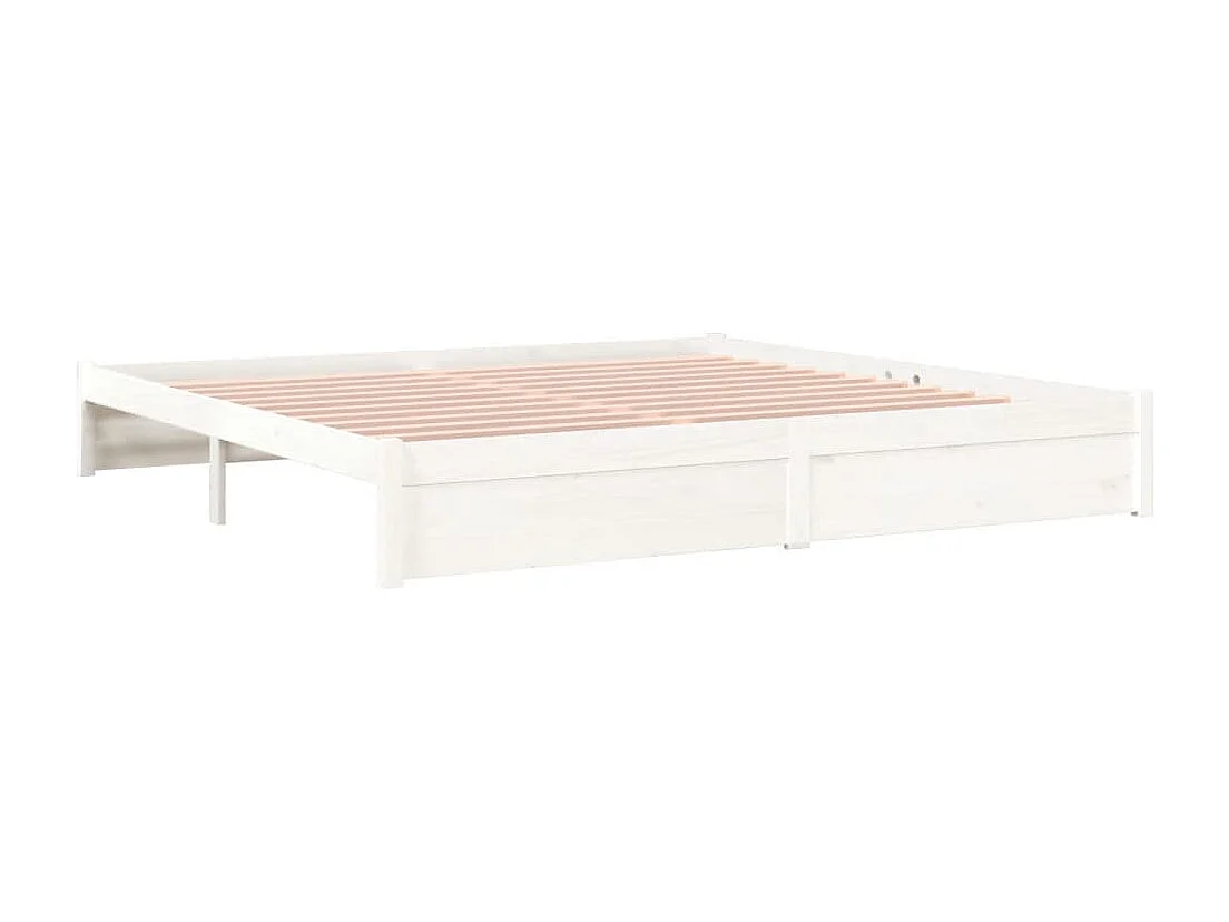 Cadre de lit sans matelas blanc bois massif 200x200 cm