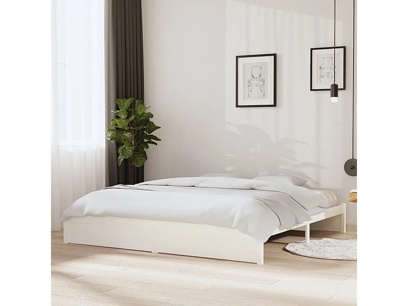 Bedframe zonder matras wit massief hout 200x200 cm