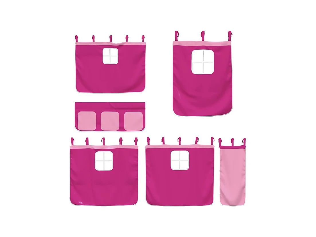 Letto a soppalco per bambini con tende senza materasso rosa 90x200cm
