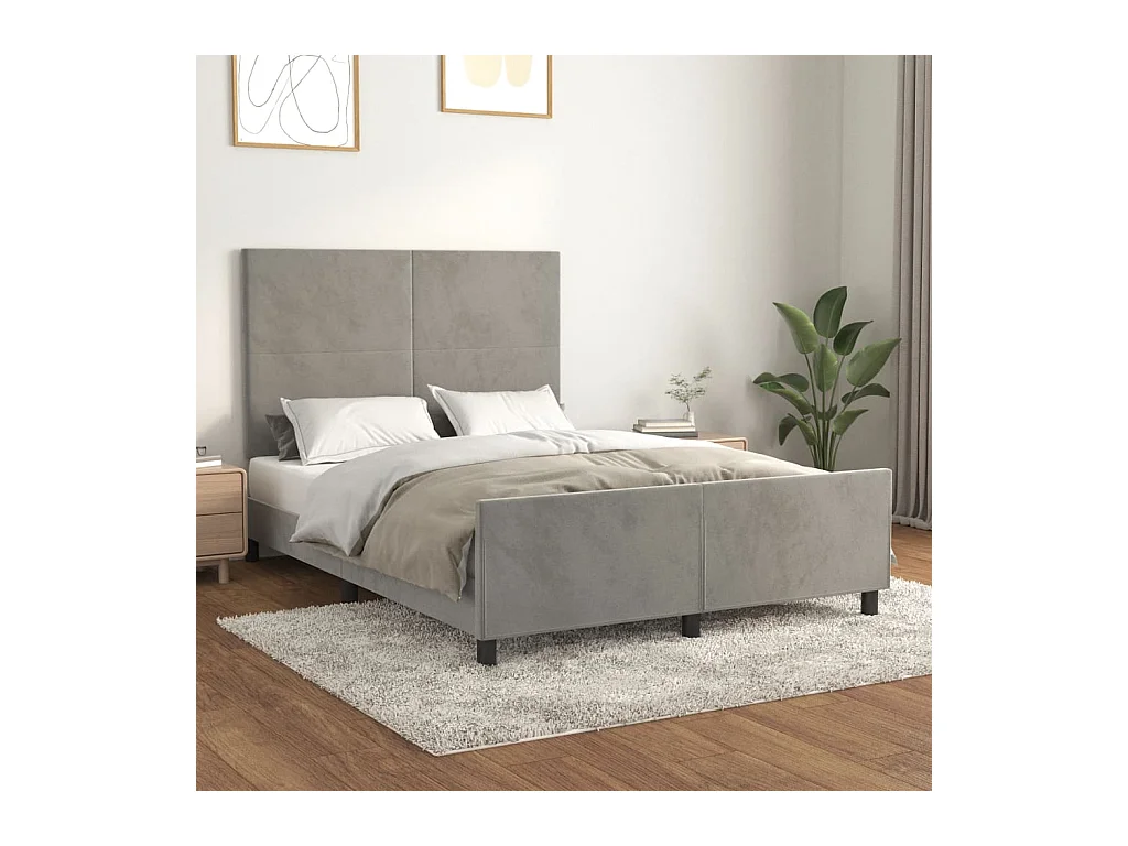 Cadre de lit sans matelas gris clair 140x200 cm velours