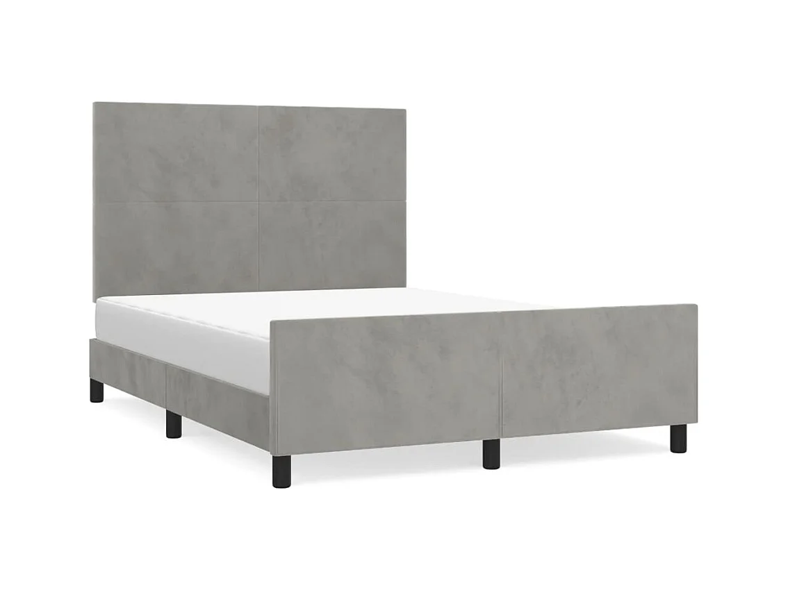 Cadre de lit sans matelas gris clair 140x200 cm velours