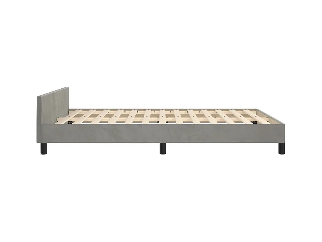 Cadre de lit sans matelas gris clair 140x200 cm velours
