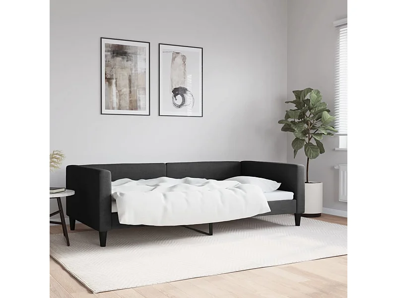 Divano letto senza materasso tessuto nero 100x200 cm