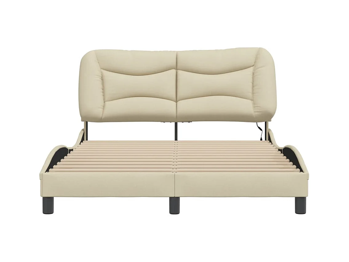 Bedframe met LED zonder matras crème 140x200 cm stof