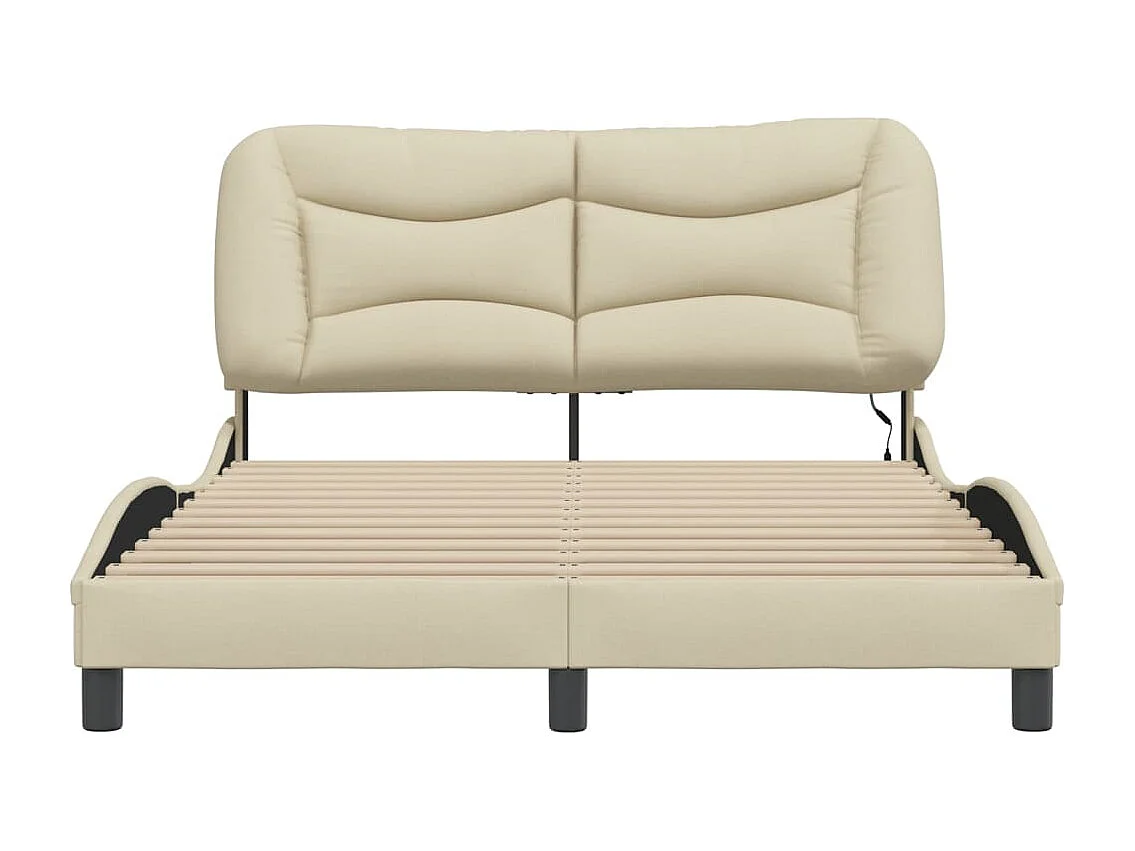 Struttura letto con LED senza materasso crema 140x200 cm tessuto