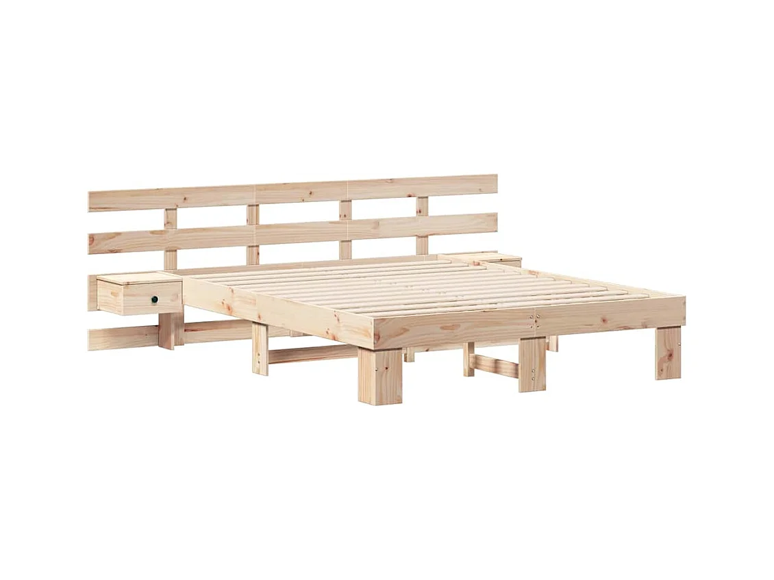 Bettgestell mit Schublade Braun 160 x 200 cm Massivholz Kiefer