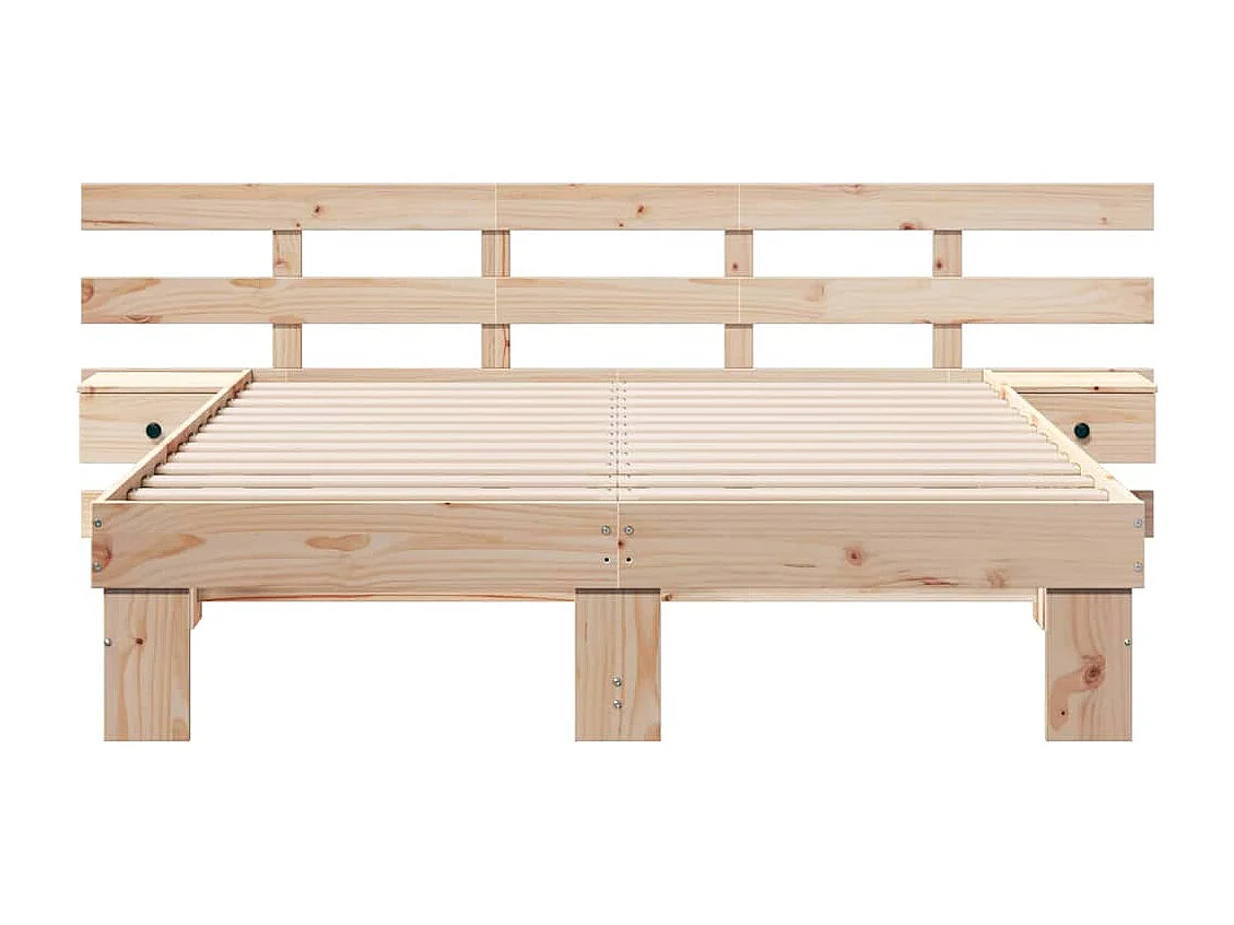 Bedframe met lade Bruin 160 x 200 cm Massief grenenhout