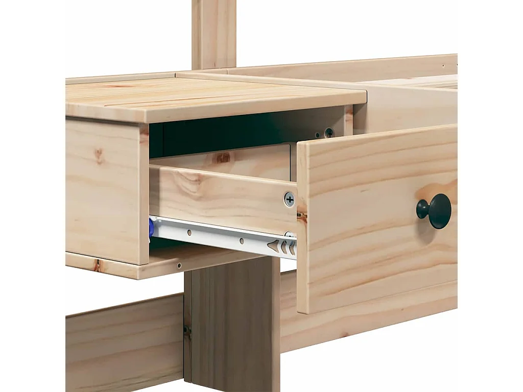 Bedframe met lade Bruin 160 x 200 cm Massief grenenhout