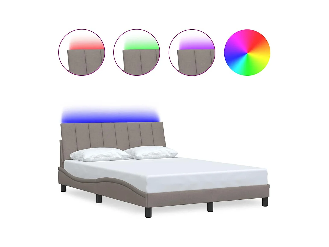 Cadre de lit sans matelas taupe 140x200 cm tissu