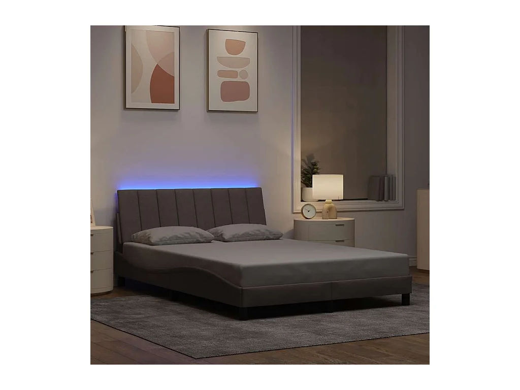 Cadre de lit sans matelas taupe 140x200 cm tissu