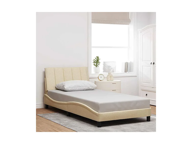 Bedframe zonder matras crème 100x200 cm stof