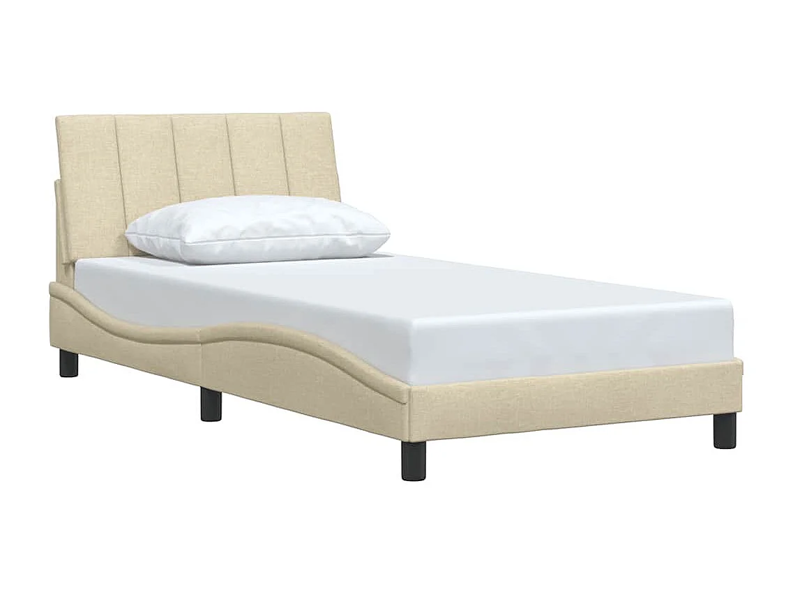 Struttura letto senza materasso crema 100x200 cm tessuto