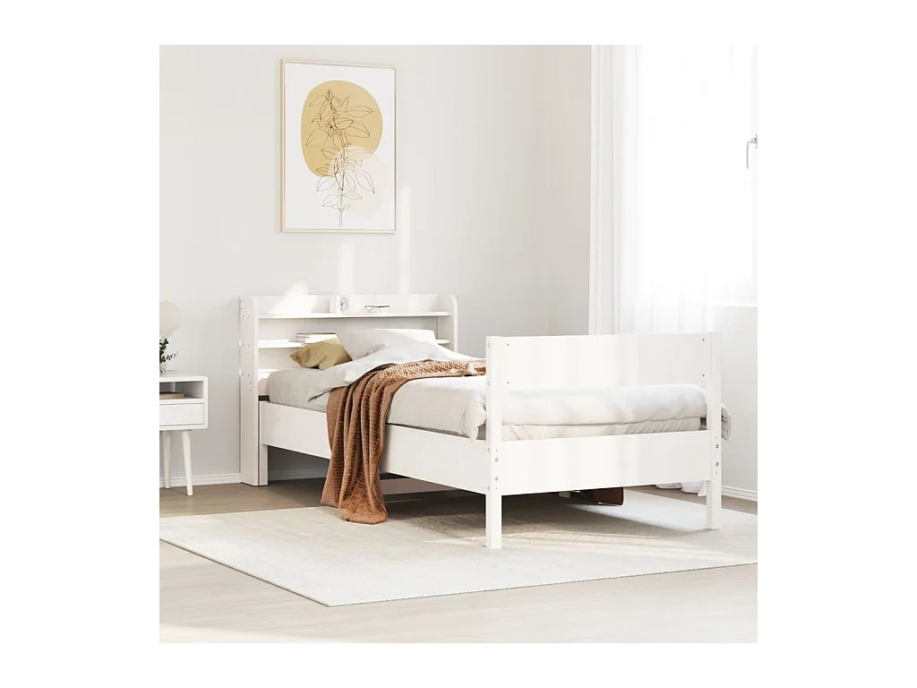 Estructura de cama sin colchón blanca 100x200 cm madera maciza de pino