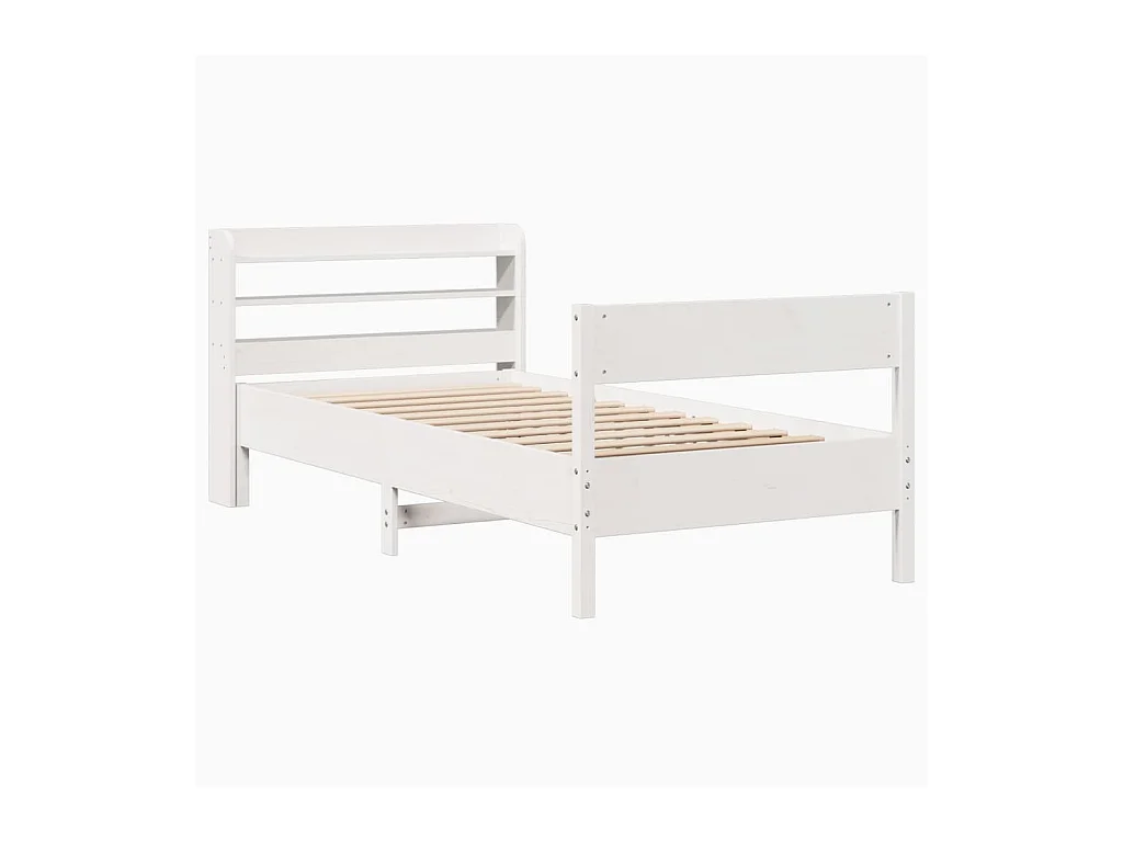Estructura de cama sin colchón blanca 100x200 cm madera maciza de pino