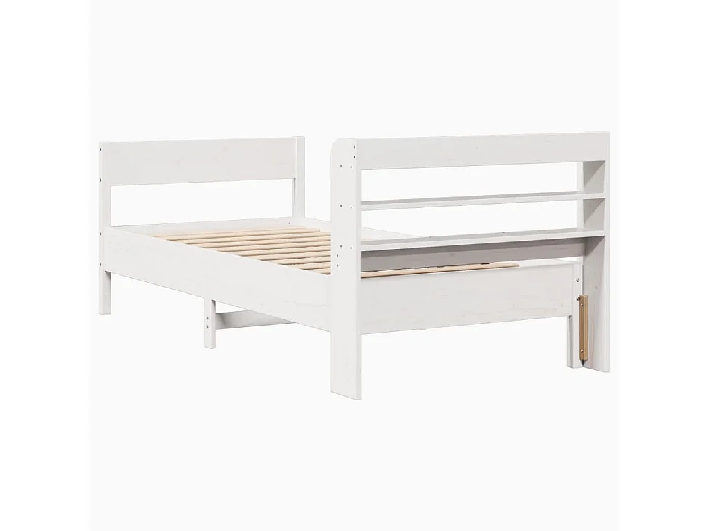 Estructura de cama sin colchón blanca 100x200 cm madera maciza de pino