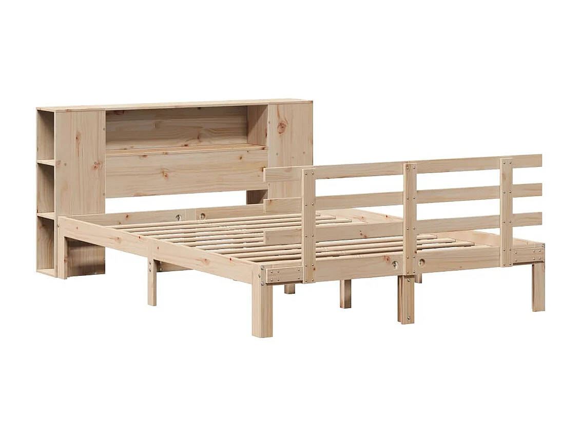 Lit bibliothèque sans matelas 135x190 cm bois de pin massif