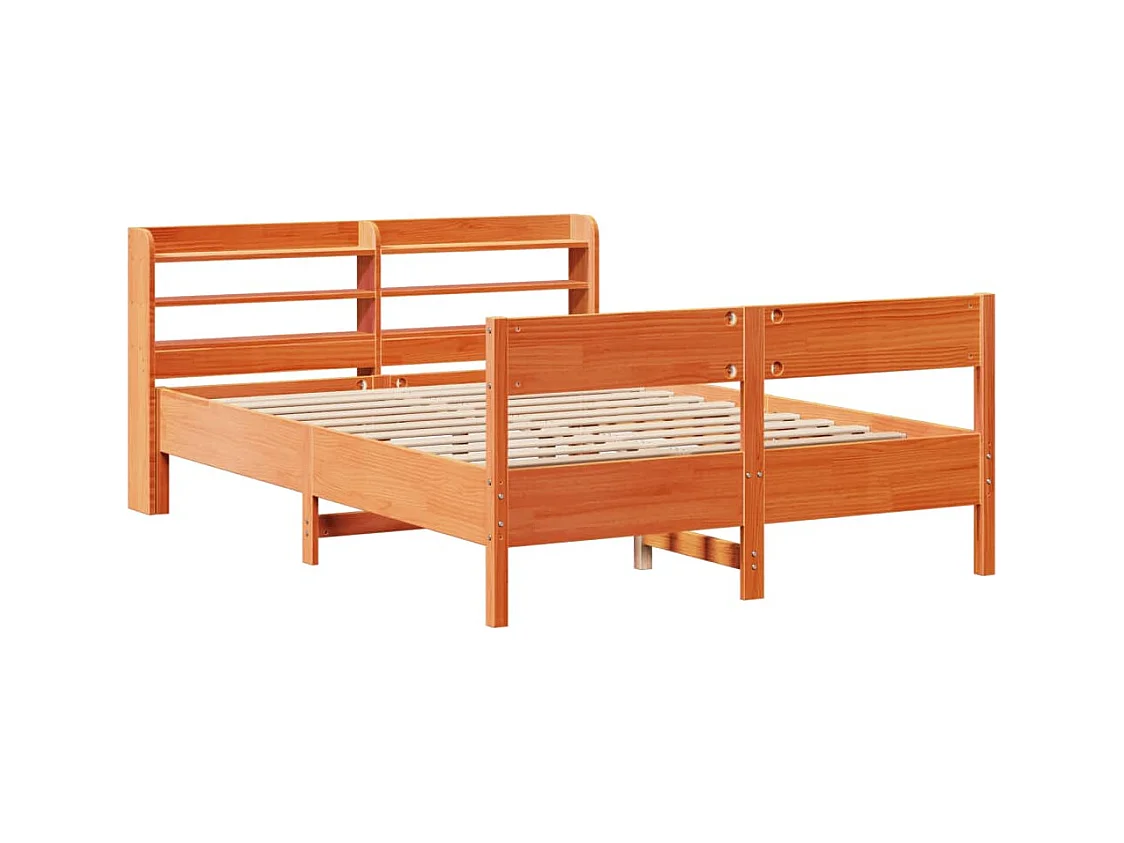 Bedframe zonder matras bruin gewaxt 120x190cm massief grenenhout