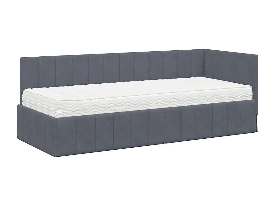 Eckbettgestell 80 x 200 cm Samt Dunkelgrau