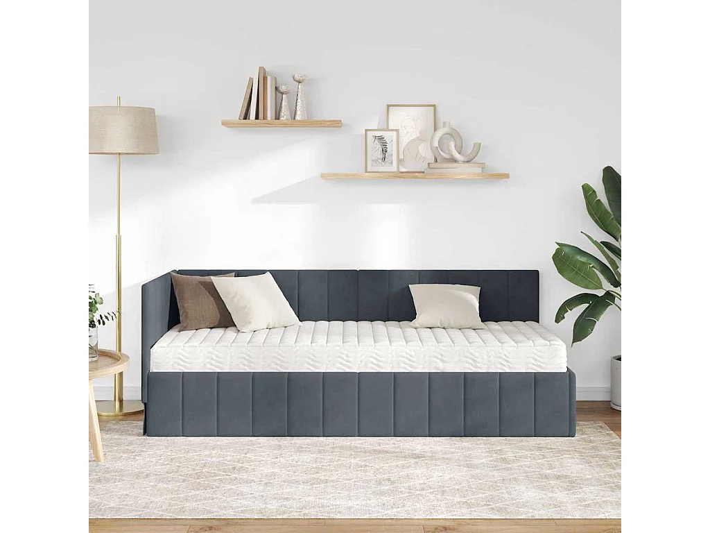 Eckbettgestell 80 x 200 cm Samt Dunkelgrau