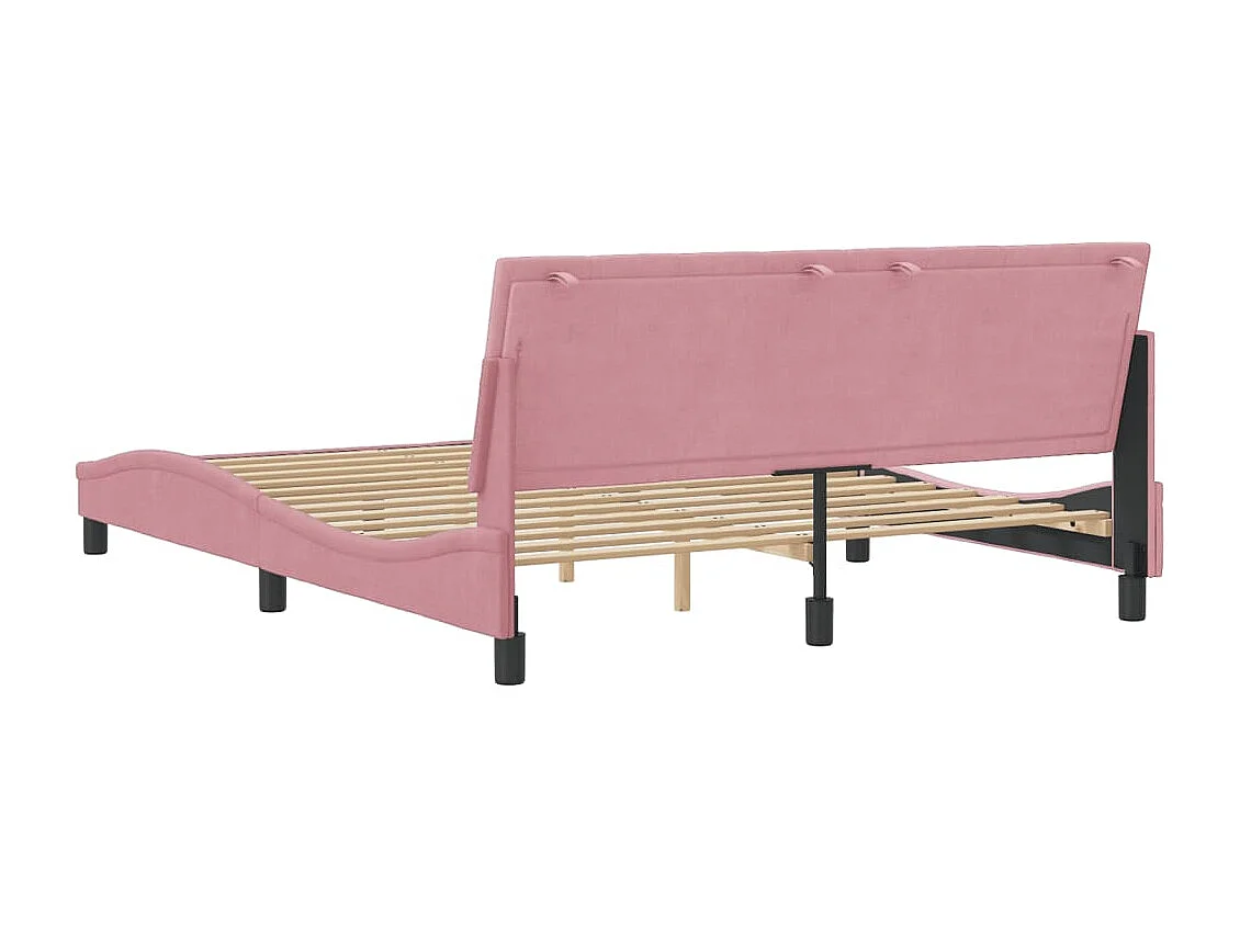 Estructura de cama sin colchón terciopelo rosa 160x200 cm