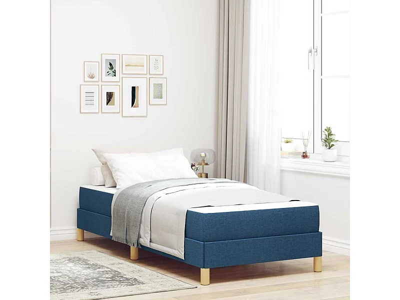 Blauw en bruin boxspringbed 90 x 200 cm