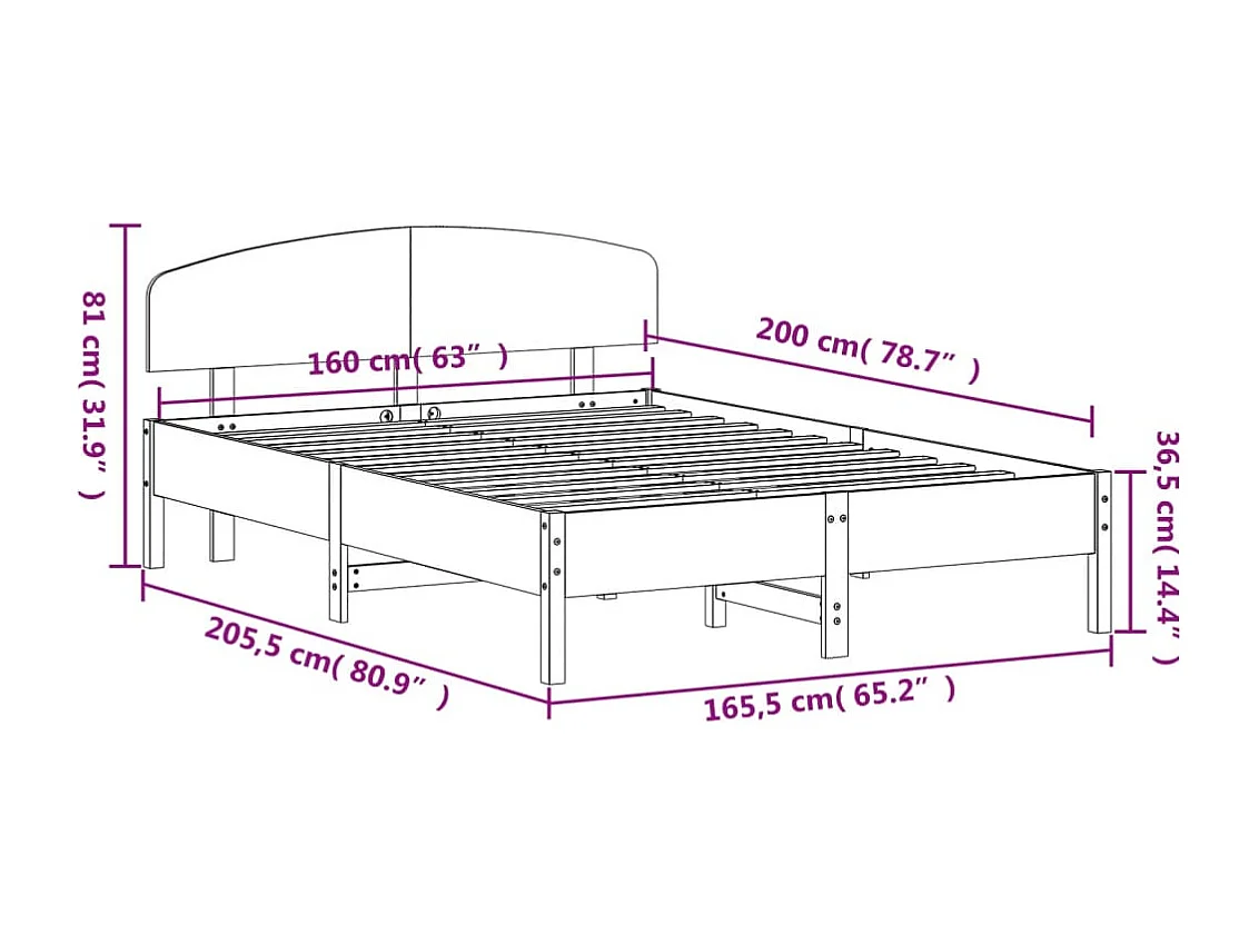 Bedframe zonder matras 160x200 cm massief grenenhout