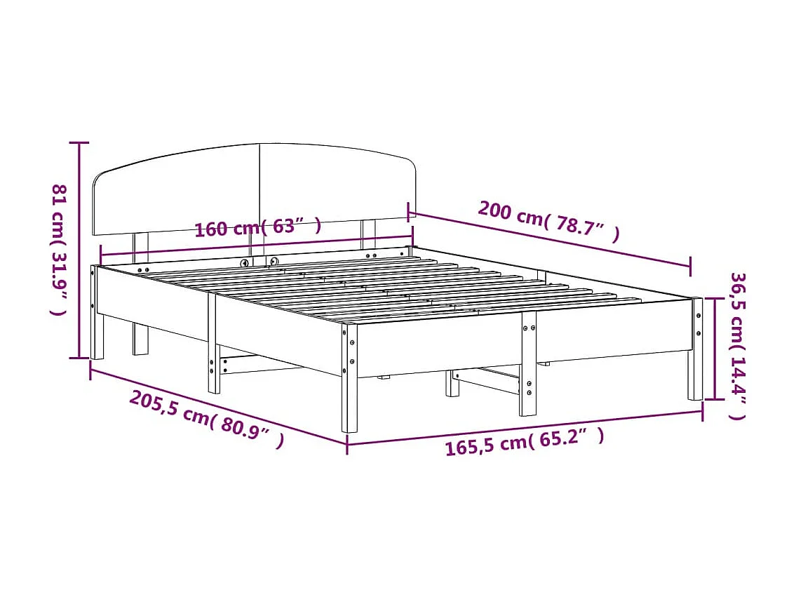 Bedframe zonder matras 160x200 cm massief grenenhout