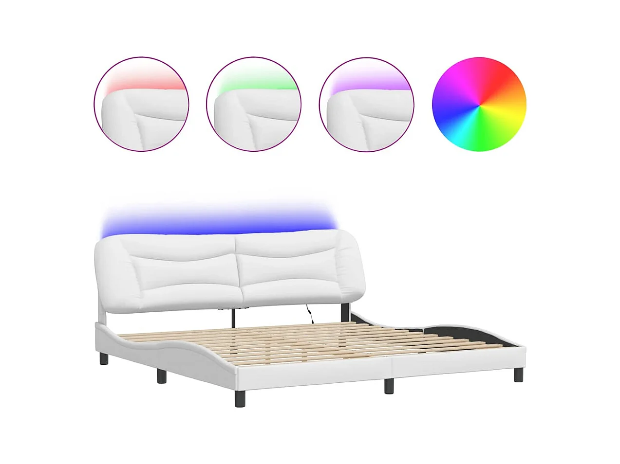 Bedframe met LED zonder matras wit 200x200 cm