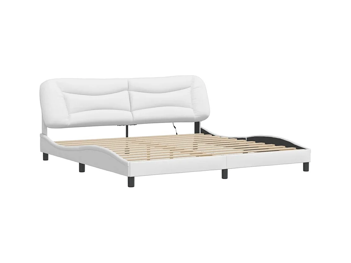 Bedframe met LED zonder matras wit 200x200 cm