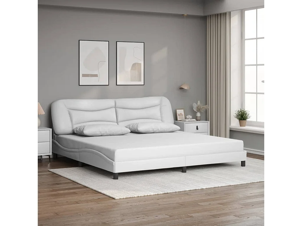 Cadre de lit avec LED sans matelas blanc 200x200 cm