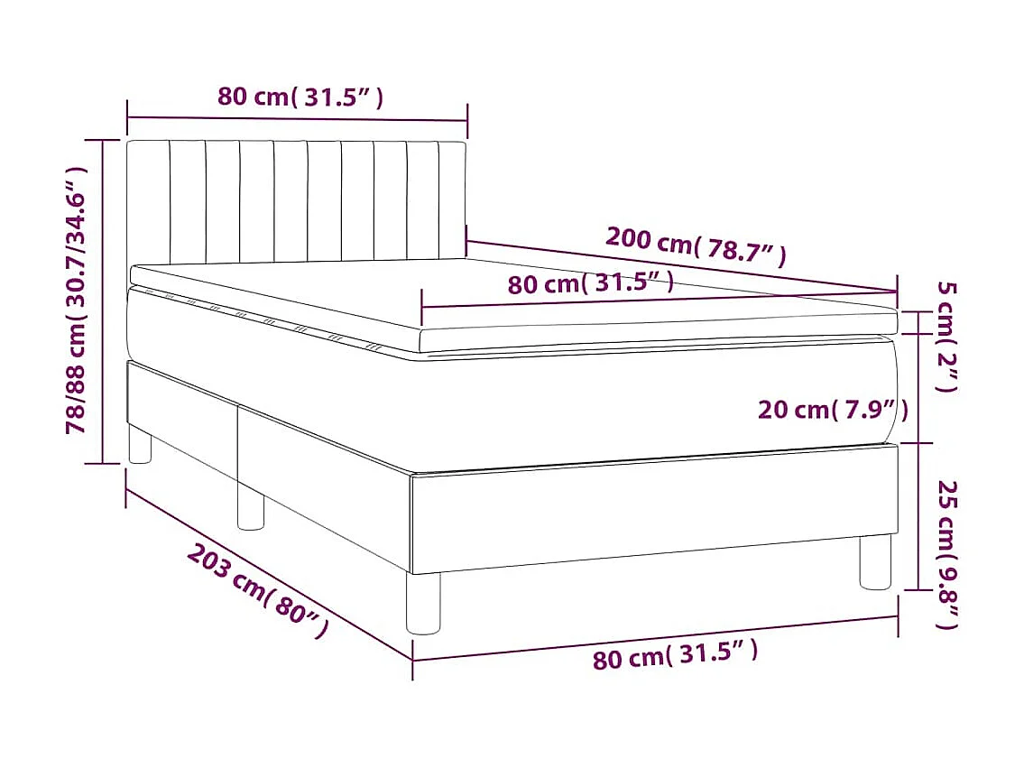 Somier de láminas y colchón con LED Verde Oscuro 80x200cm