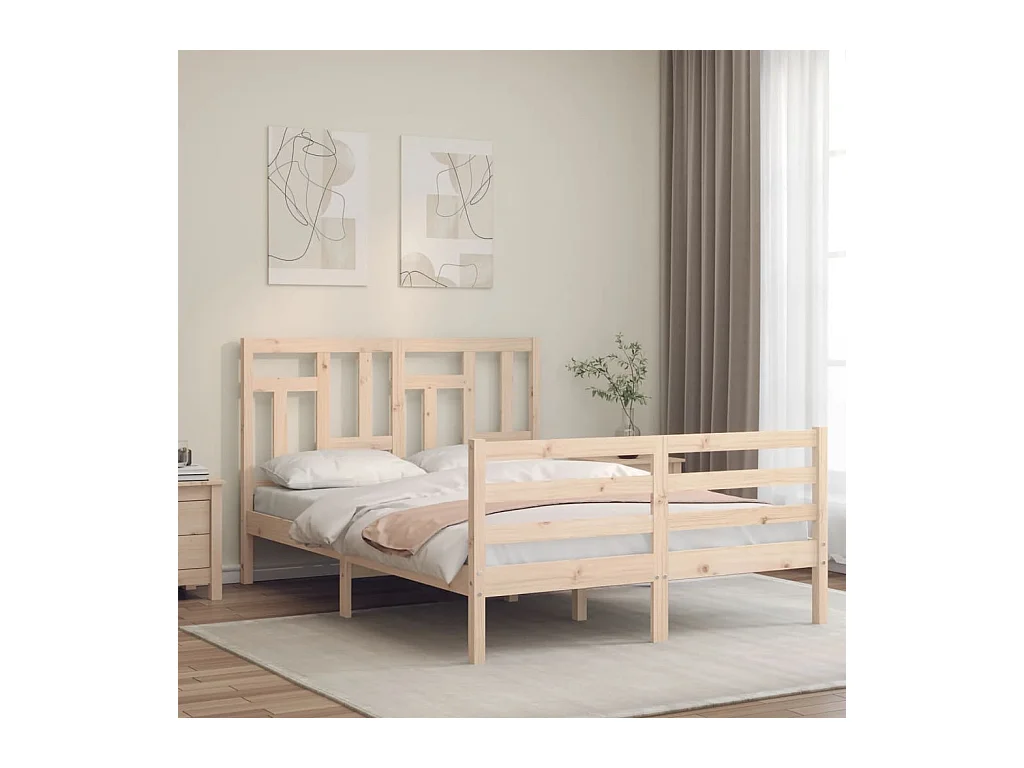 Estructura de cama sin colchón 140x200 cm madera maciza