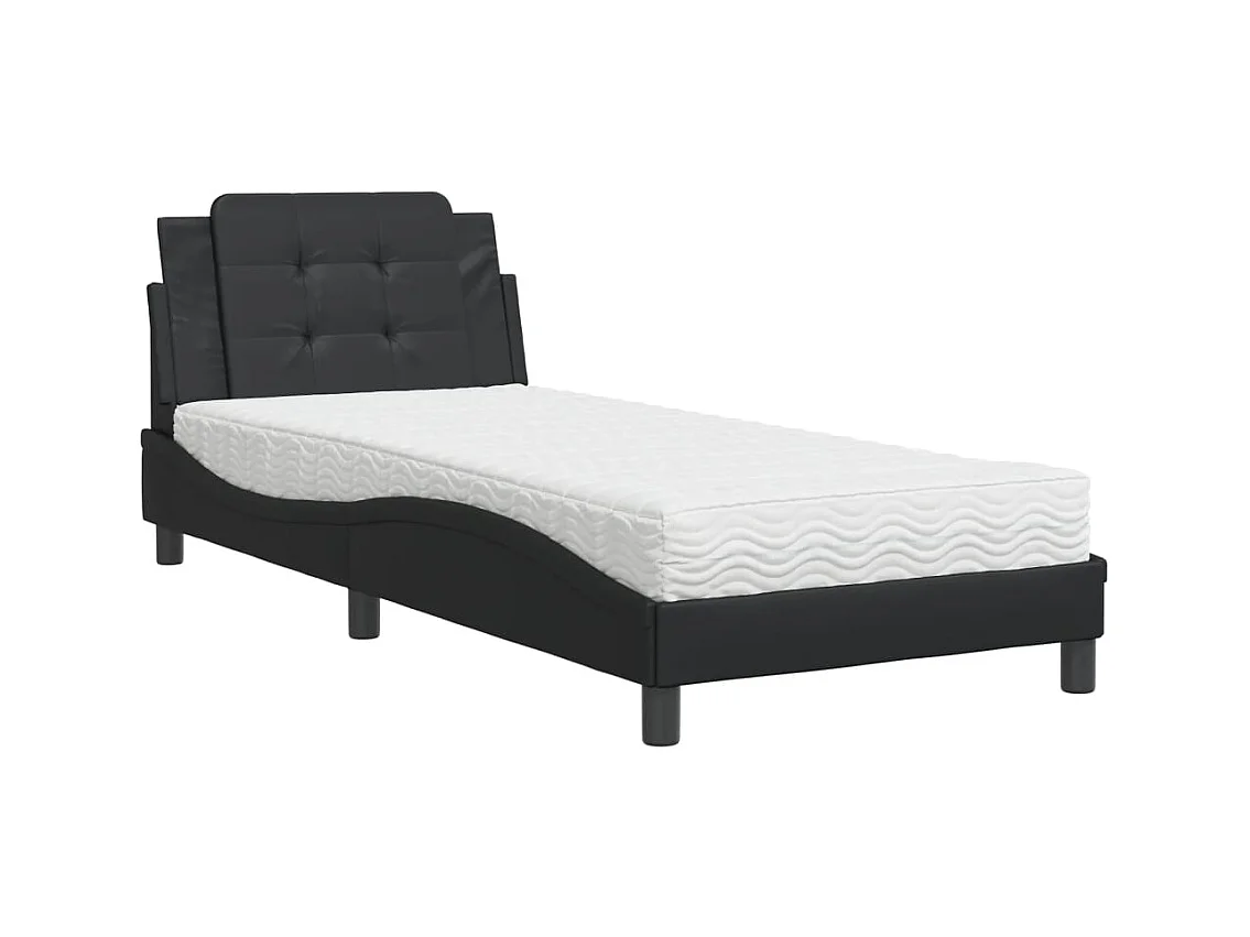 Bed met zwarte matras 80x200 cm imitatieleer