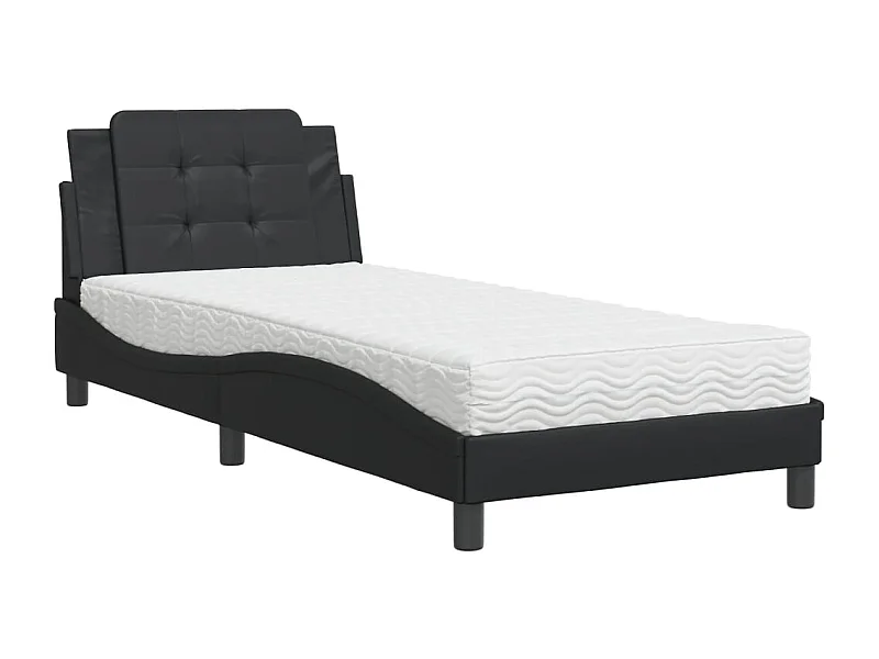 Bed met zwarte matras 80x200 cm imitatieleer