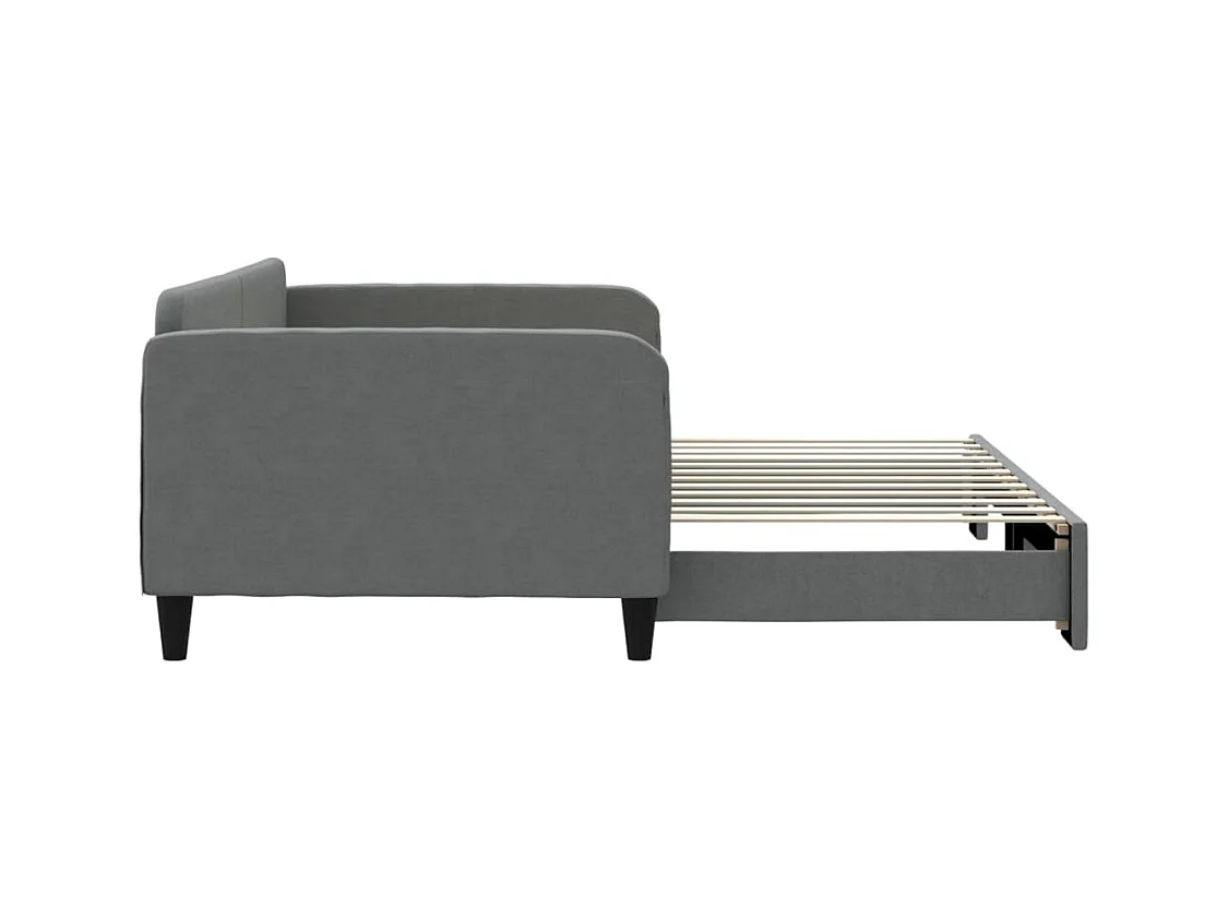Lit de jour avec gigogne sans matelas gris foncé 100x200 cm