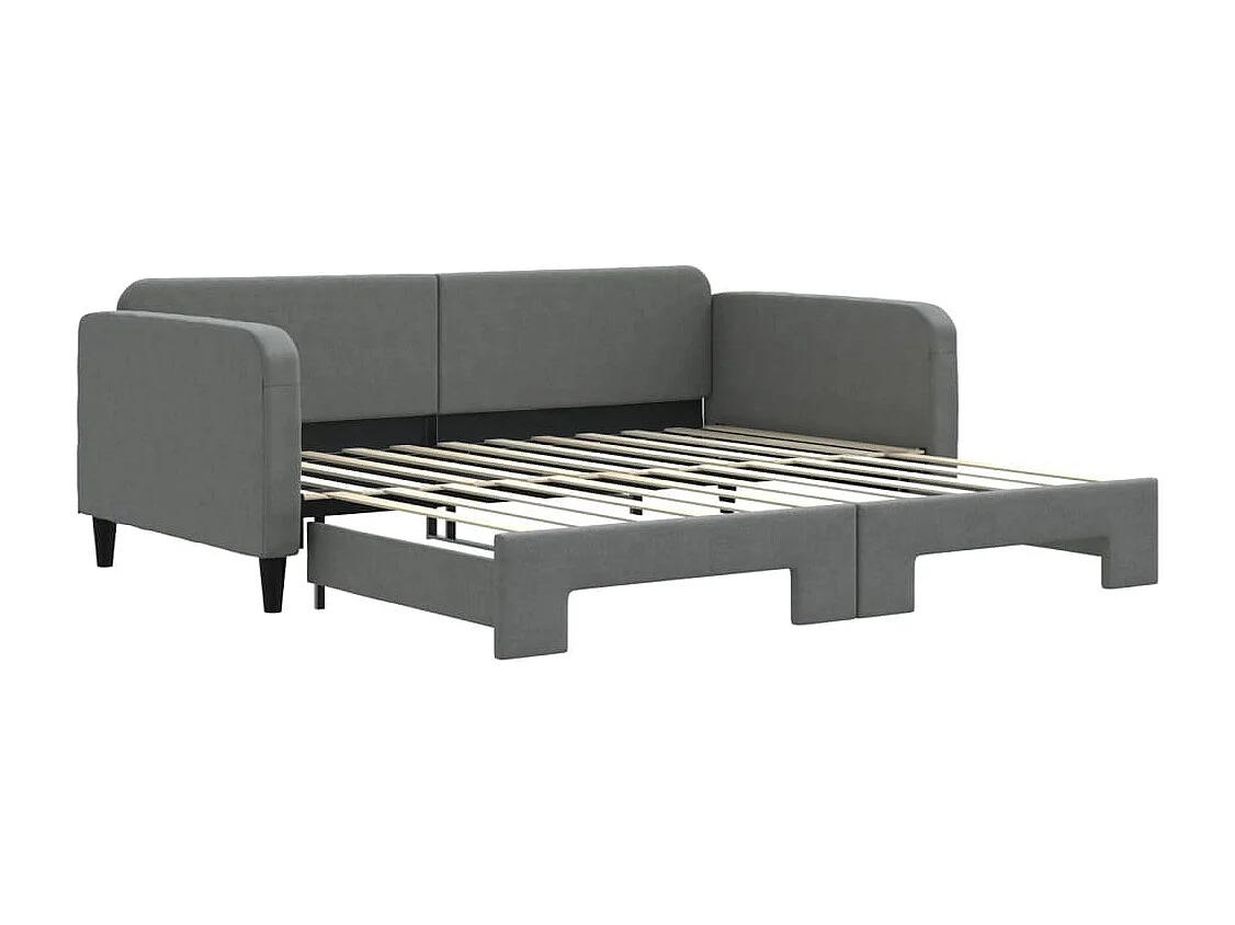 Cama de día con nido sin colchón gris oscuro 100x200 cm