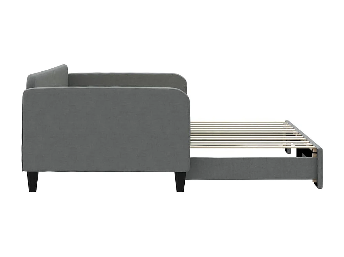 Cama de día con nido sin colchón gris oscuro 100x200 cm