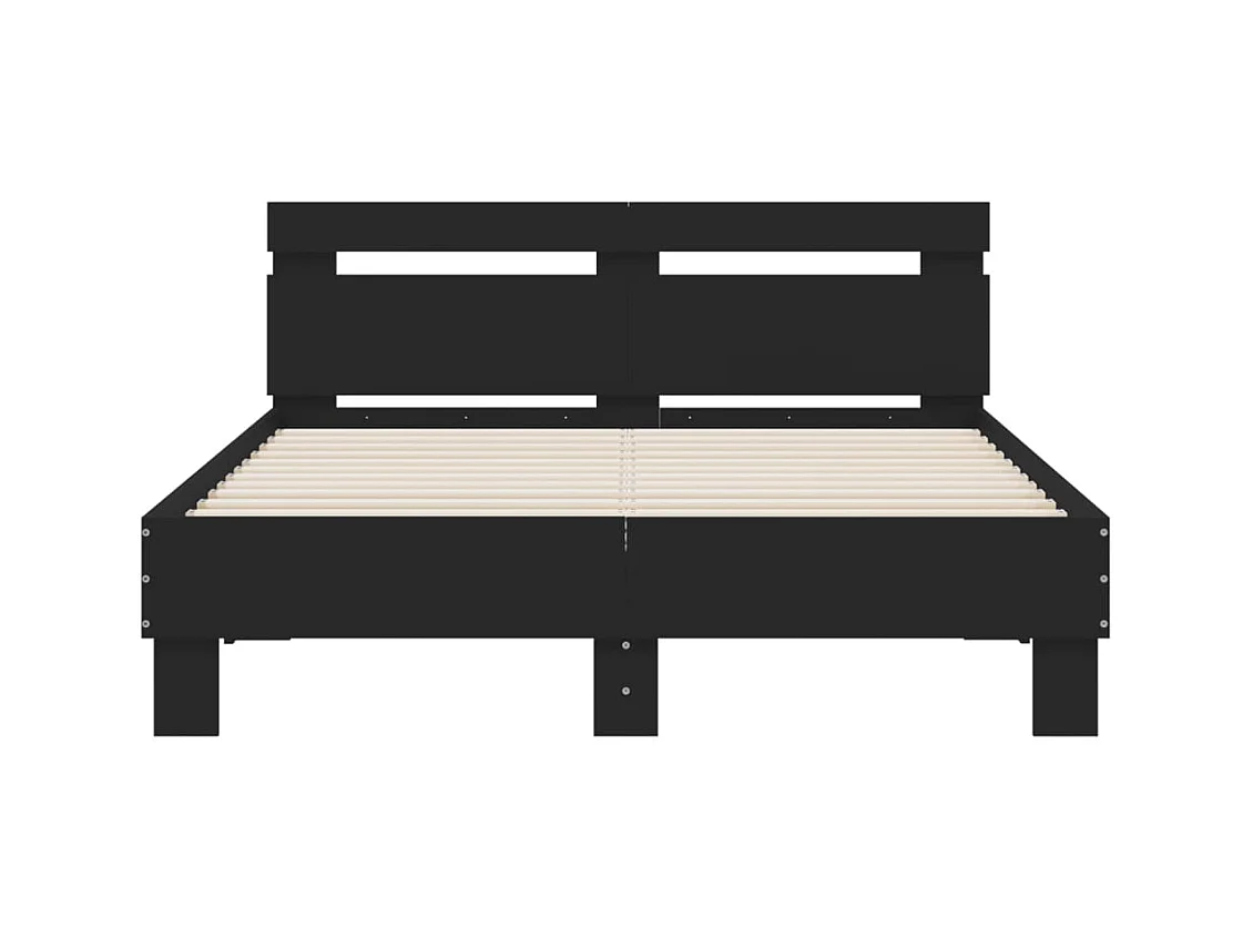 Cadre de lit avec LED sans matelas noir 135x190 cm