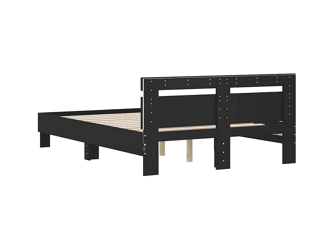 Cadre de lit avec LED sans matelas noir 135x190 cm