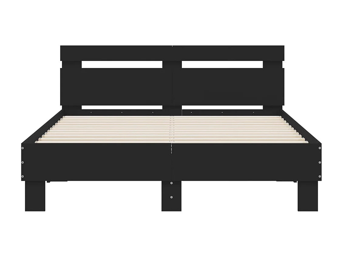 Bettgestell mit LED ohne Matratze schwarz 135x190 cm