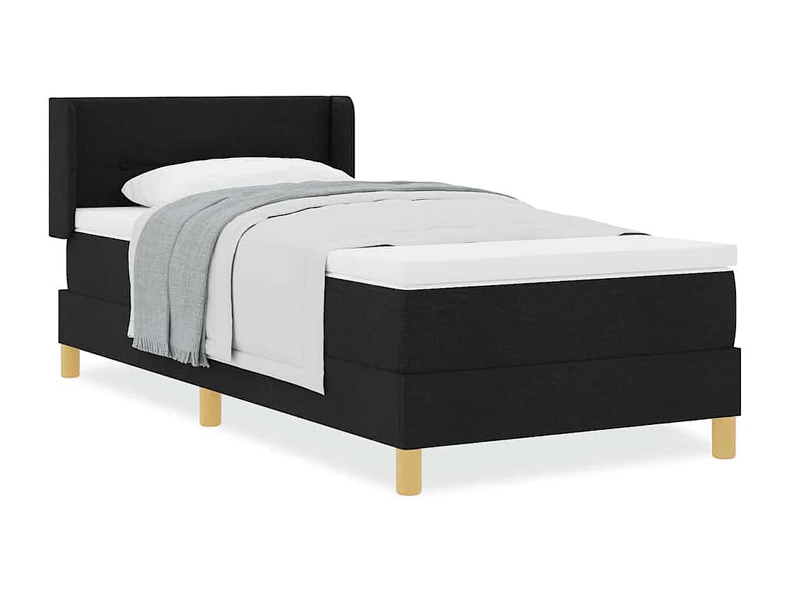 Letto a molle con materasso in tessuto bianco e nero 90 x 200 cm