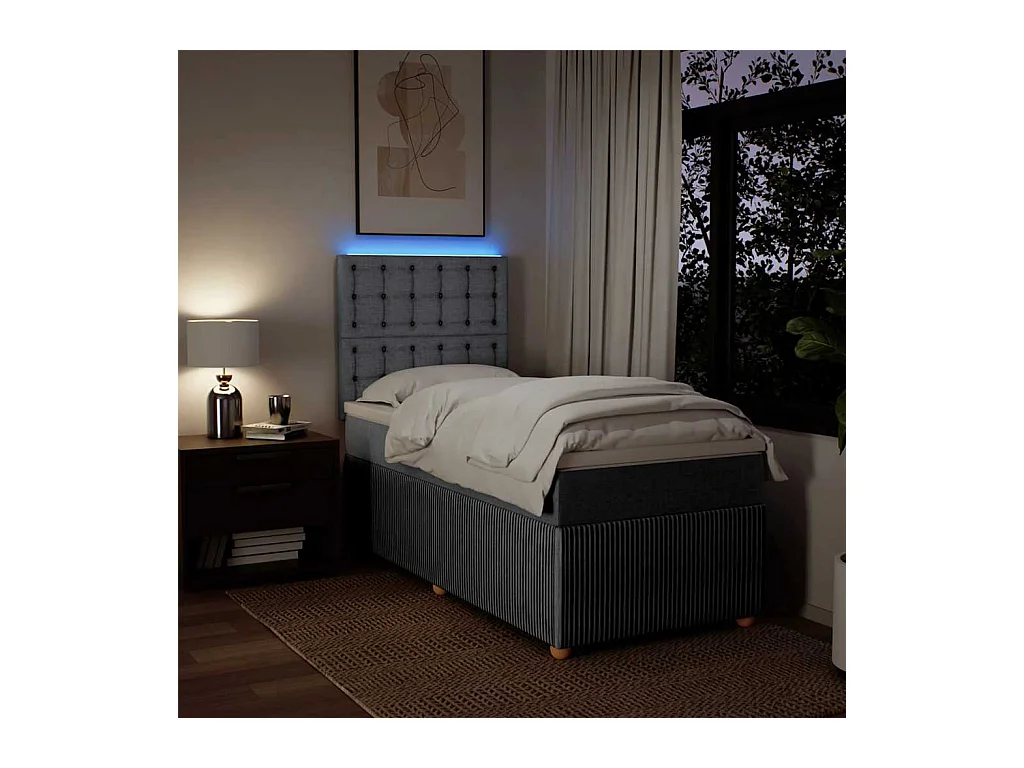 Lattenbodem en matras Lichtgrijs 90x190 cm Stof