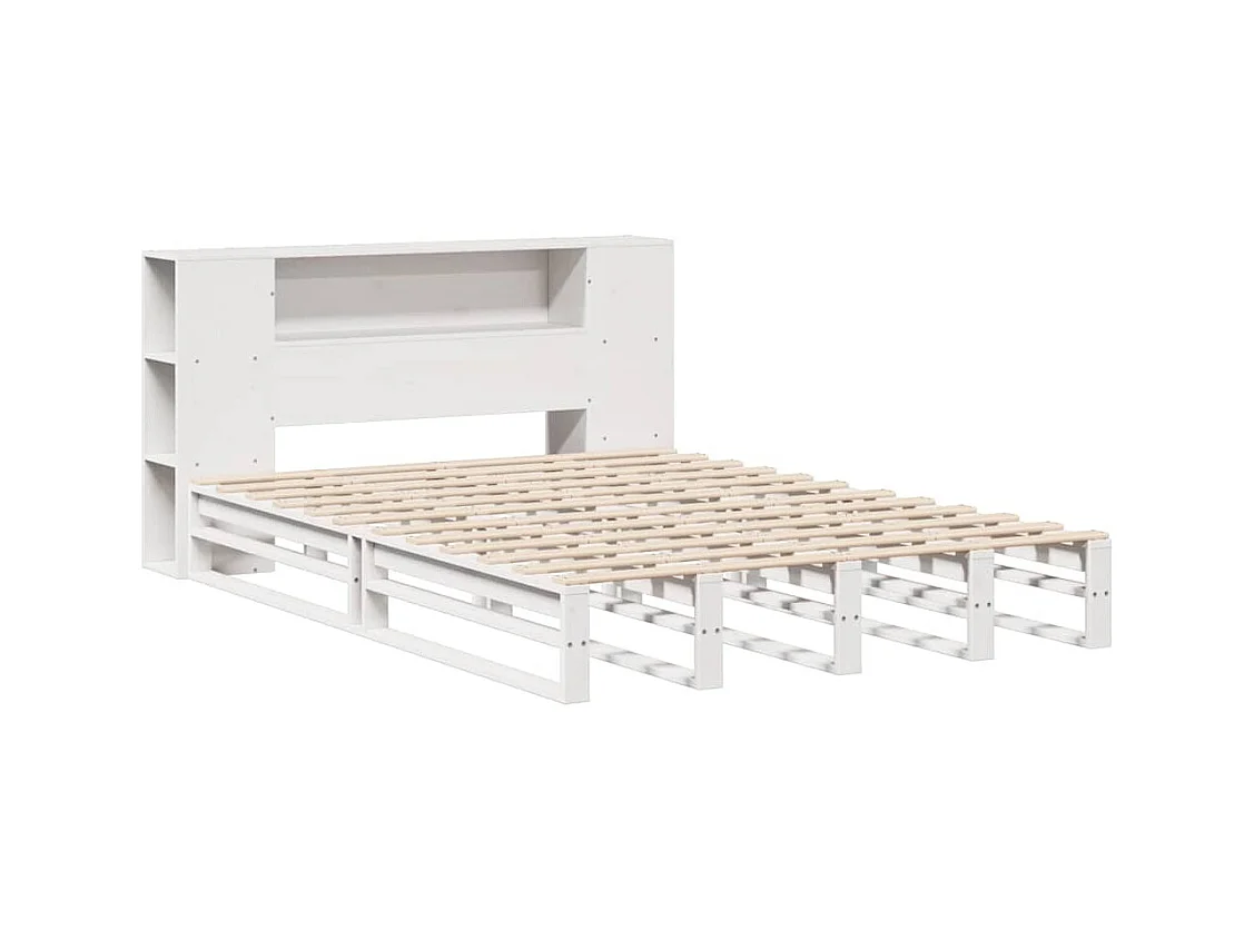 Wit boekenkastbed zonder matras 140x190 cm massief hout