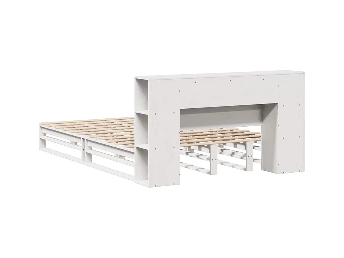 Wit boekenkastbed zonder matras 140x190 cm massief hout
