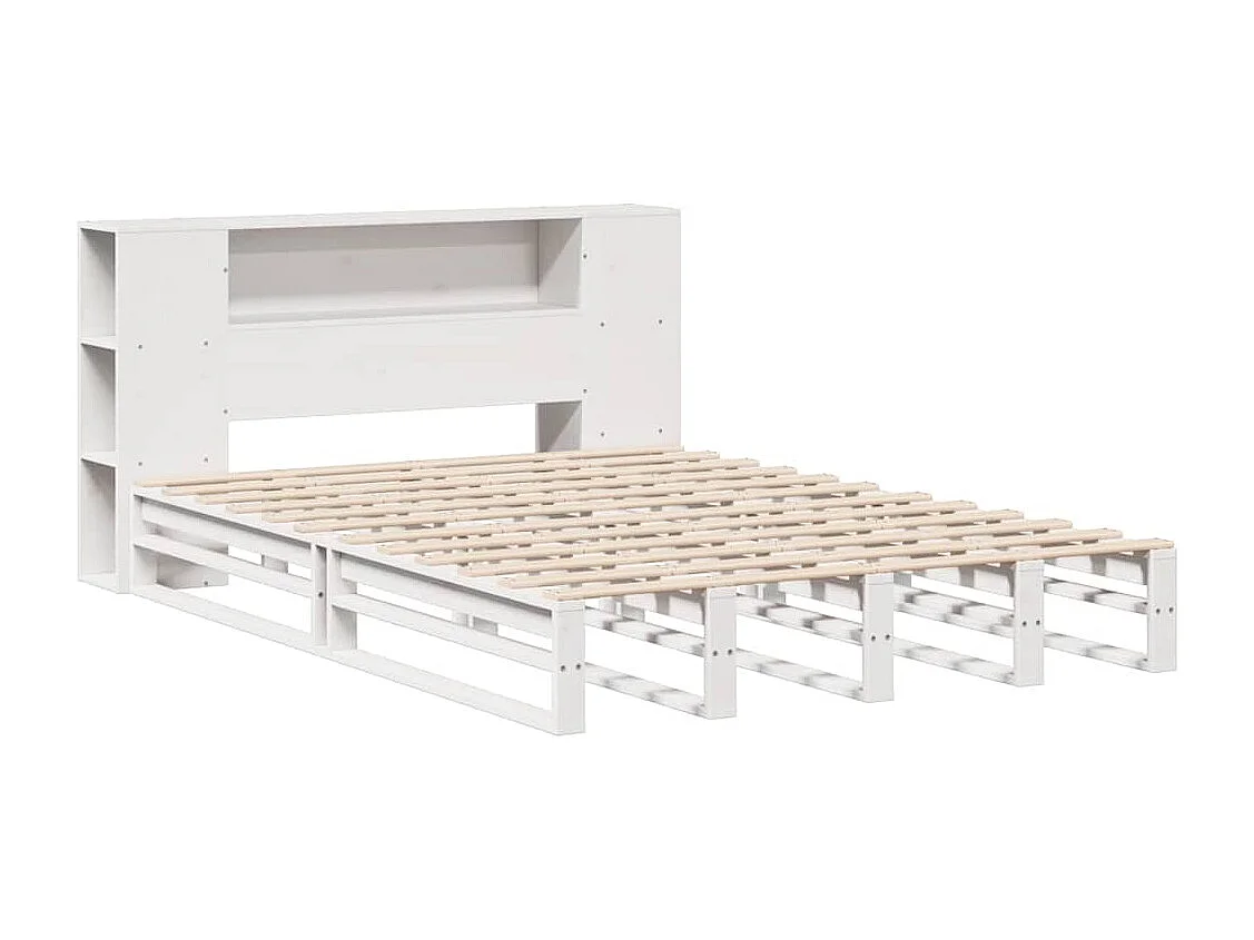 Cama librería blanca sin colchón 140x190 cm madera maciza